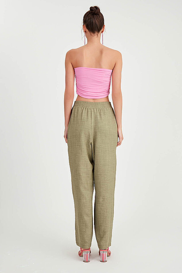 Beli Çapraz Lastik Detaylı Pantolon - 8