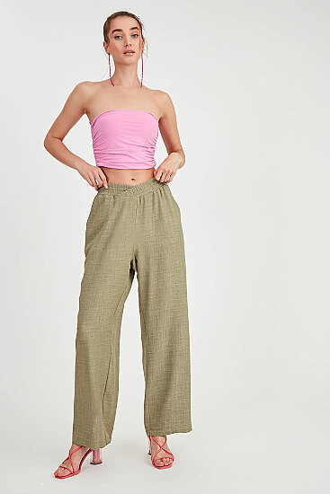 Beli Çapraz Lastik Detaylı Pantolon - 4