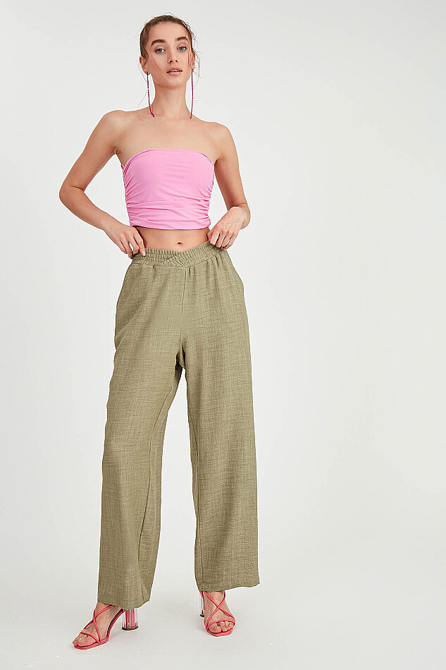 Beli Çapraz Lastik Detaylı Pantolon - 4