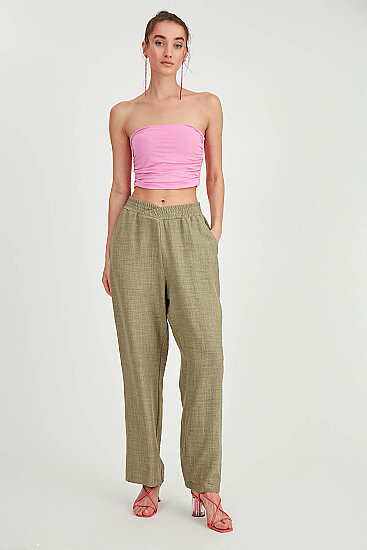 Beli Çapraz Lastik Detaylı Pantolon - 5