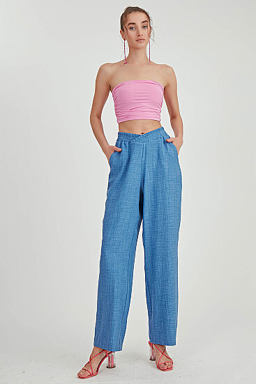 Beli Çapraz Lastik Detaylı Pantolon - 9