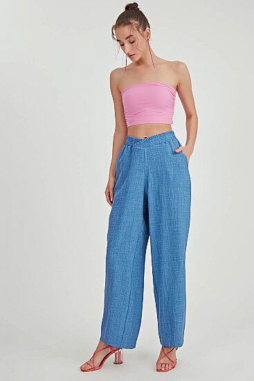 Beli Çapraz Lastik Detaylı Pantolon - 12