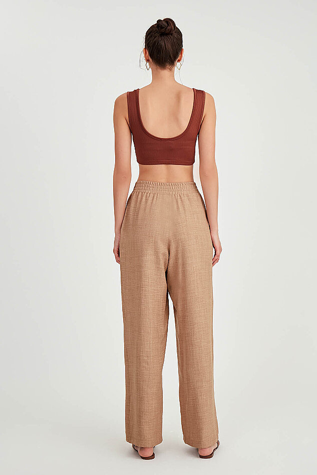Beli Çapraz Lastik Detaylı Pantolon - 28