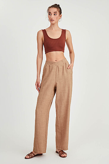 Beli Çapraz Lastik Detaylı Pantolon - 26