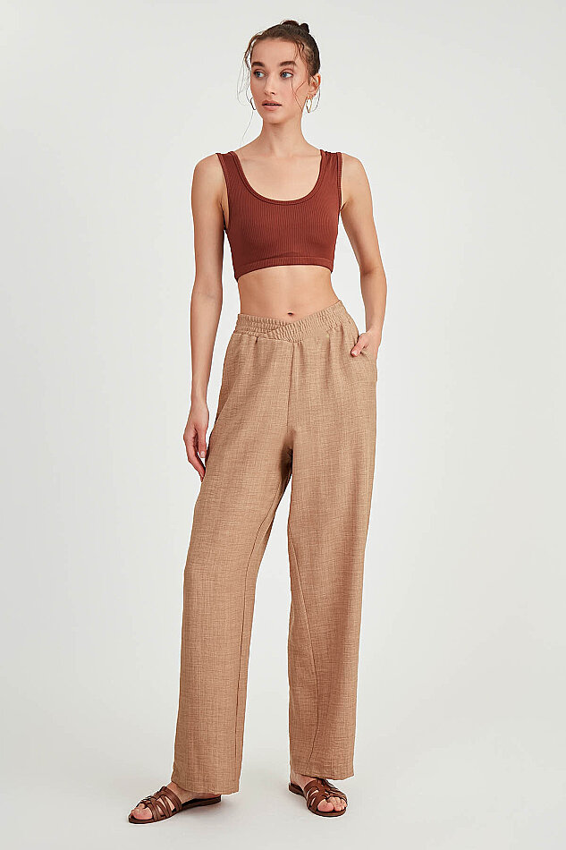 Beli Çapraz Lastik Detaylı Pantolon - 26