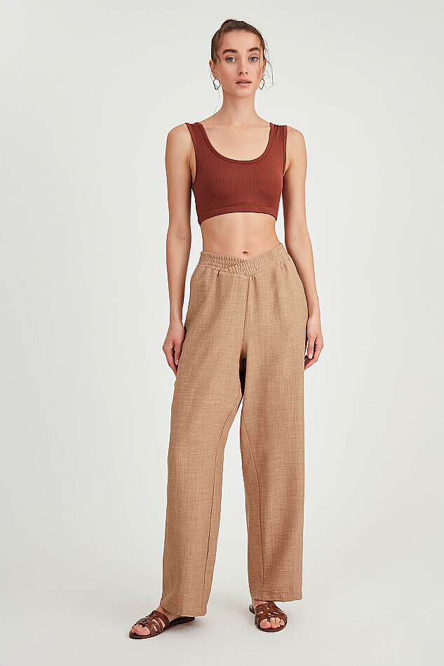 Beli Çapraz Lastik Detaylı Pantolon - 24