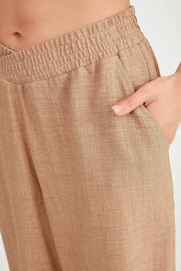 Beli Çapraz Lastik Detaylı Pantolon - 27