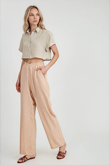 Beli Çapraz Lastik Detaylı Pantolon - 2