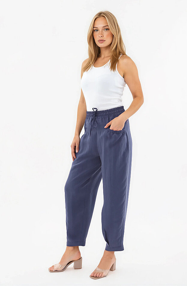 Beli Lastikli Cep Detaylı Çizgili Pantolon - 17