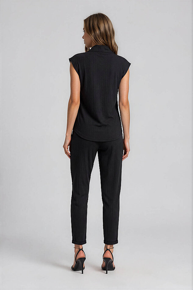 Beli Lastikli Çizgi Desen Pantolon - 6