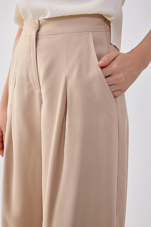 Beli Lastikli Geniş Paça Pantolon - 6