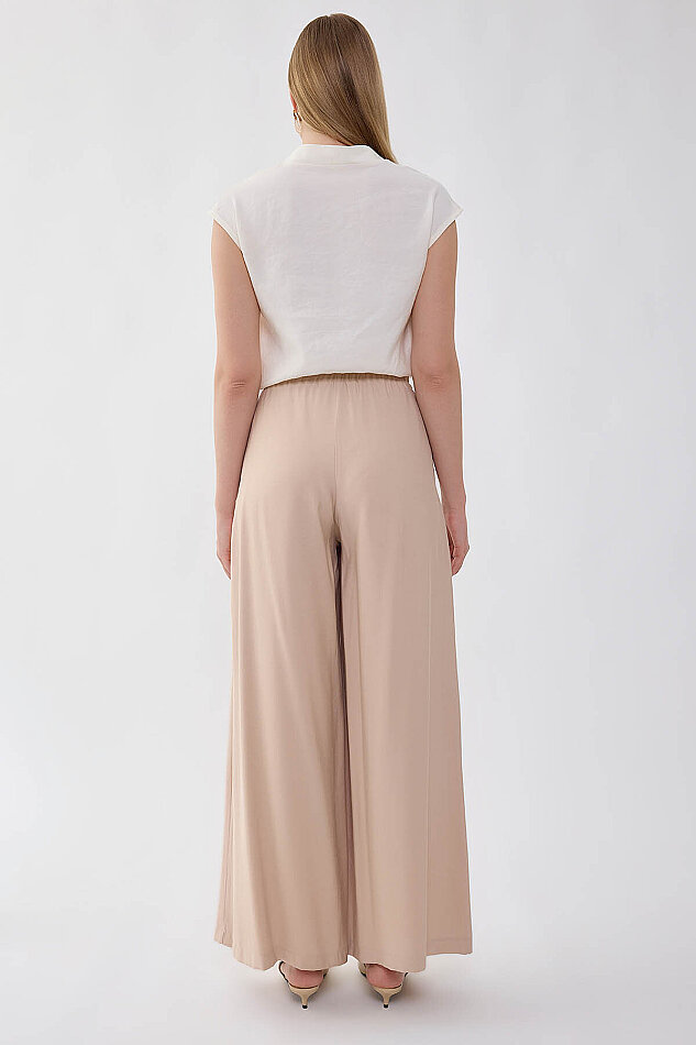 Beli Lastikli Geniş Paça Pantolon - 5