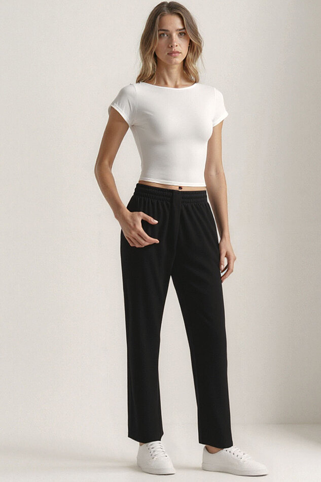 Beli Lastikli Modal Kumaş Pantolon - 8