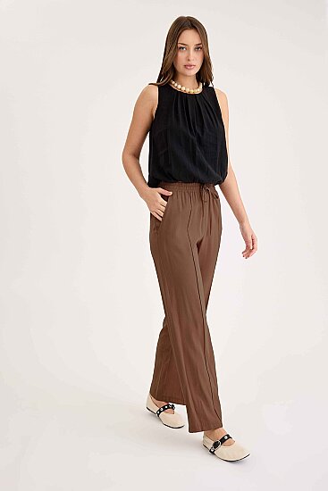 Beli Lastikli Önü Dikiş Detaylı Pantolon - 27