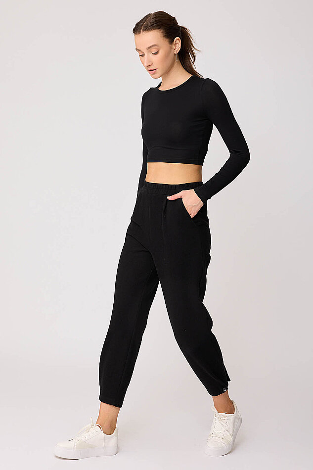 Beli Lastikli Paçası Düğmeli Triko Pantolon - 28