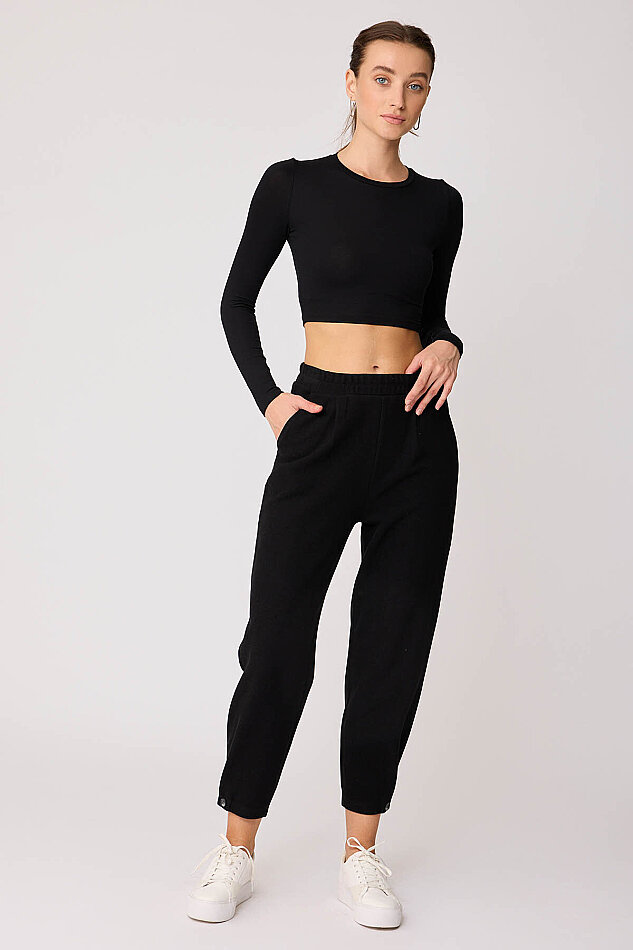 Beli Lastikli Paçası Düğmeli Triko Pantolon - 29