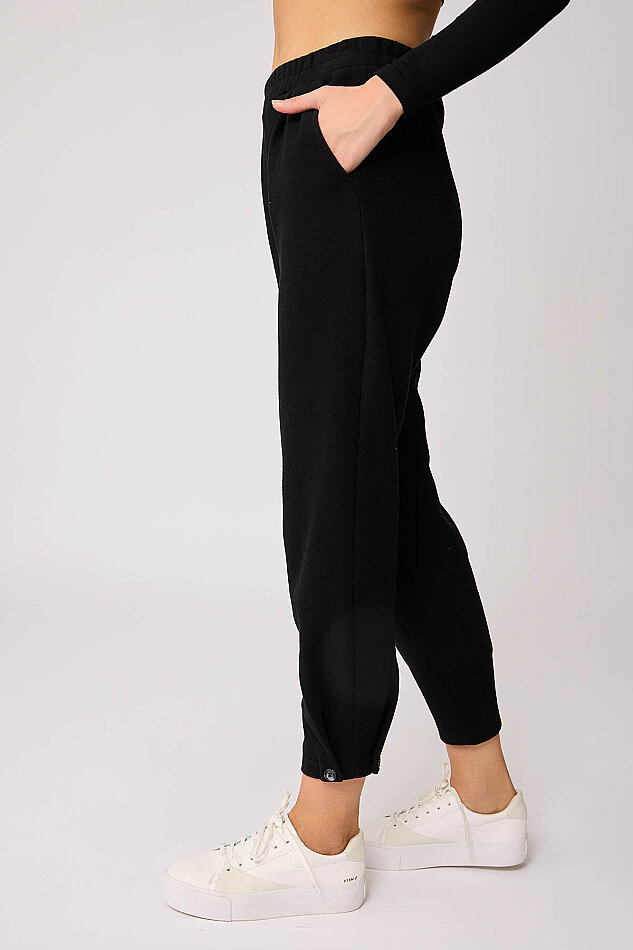 Beli Lastikli Paçası Düğmeli Triko Pantolon - 33