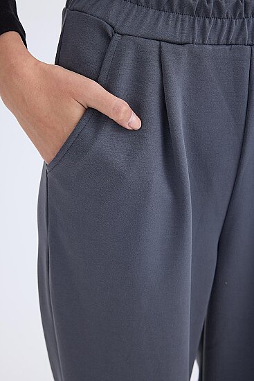 Beli Lastikli Pileli Eşofman Pantolon - 2