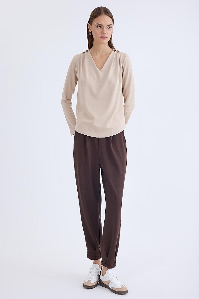 Beli Lastikli Pileli Eşofman Pantolon - 8