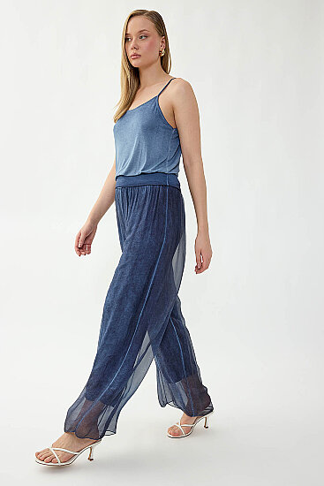 Beli Lastikli İpek Pantolon - 3
