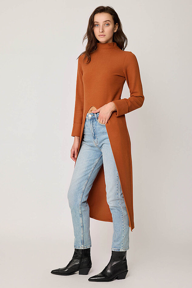 Derin Yırtmaçlı Örme Bluz - 22
