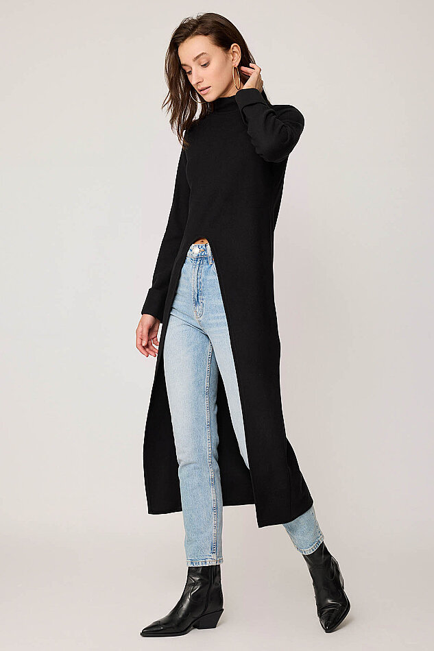 Derin Yırtmaçlı Örme Bluz - 27