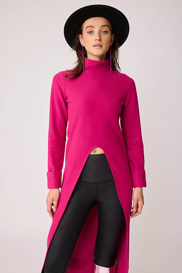 Derin Yırtmaçlı Örme Bluz - 32