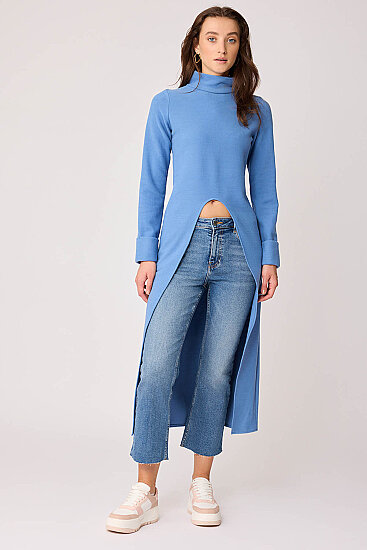 Derin Yırtmaçlı Örme Bluz - 36