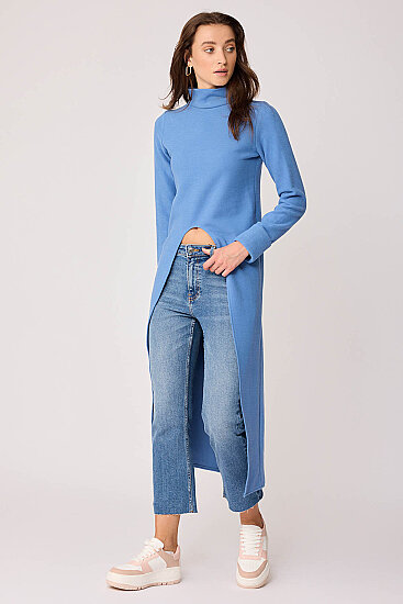 Derin Yırtmaçlı Örme Bluz - 37