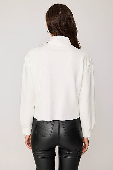 Dik Yaka Fermuarlı Örme Sweatshirt - 8