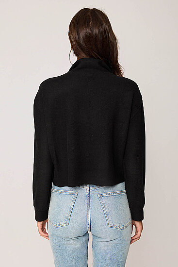 Dik Yaka Fermuarlı Örme Sweatshirt - 18
