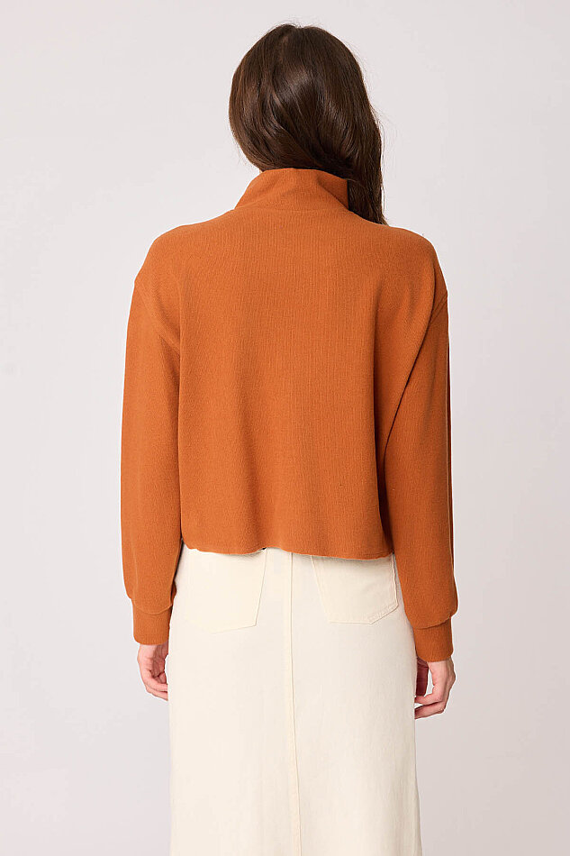 Dik Yaka Fermuarlı Örme Sweatshirt - 23