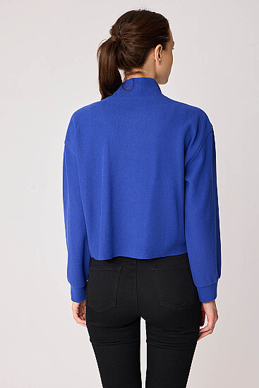 Dik Yaka Fermuarlı Örme Sweatshirt - 28