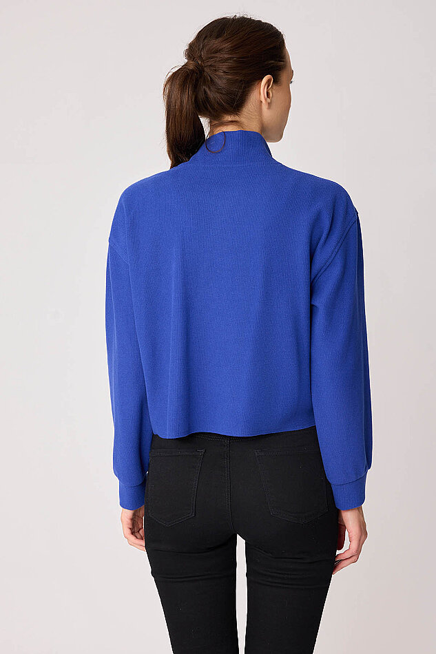 Dik Yaka Fermuarlı Örme Sweatshirt - 28
