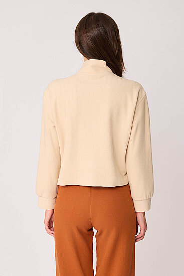 Dik Yaka Fermuarlı Örme Sweatshirt - 33