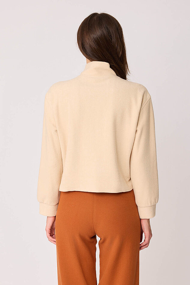 Dik Yaka Fermuarlı Örme Sweatshirt - 33