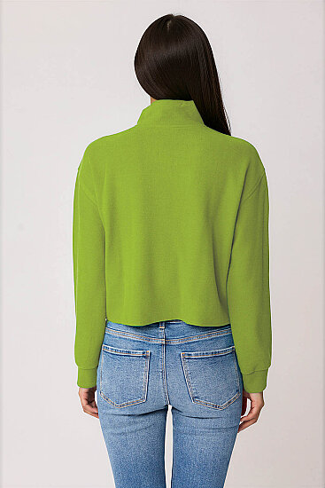 Dik Yaka Fermuarlı Örme Sweatshirt - 42