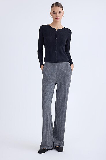 Geniş Paça Fitilli Eşofman Pantolon - 1