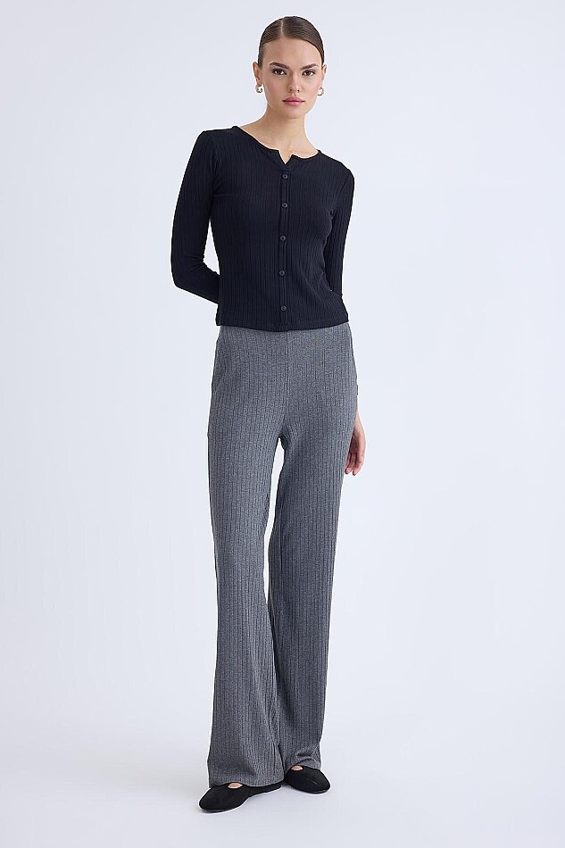 Geniş Paça Fitilli Eşofman Pantolon - 3