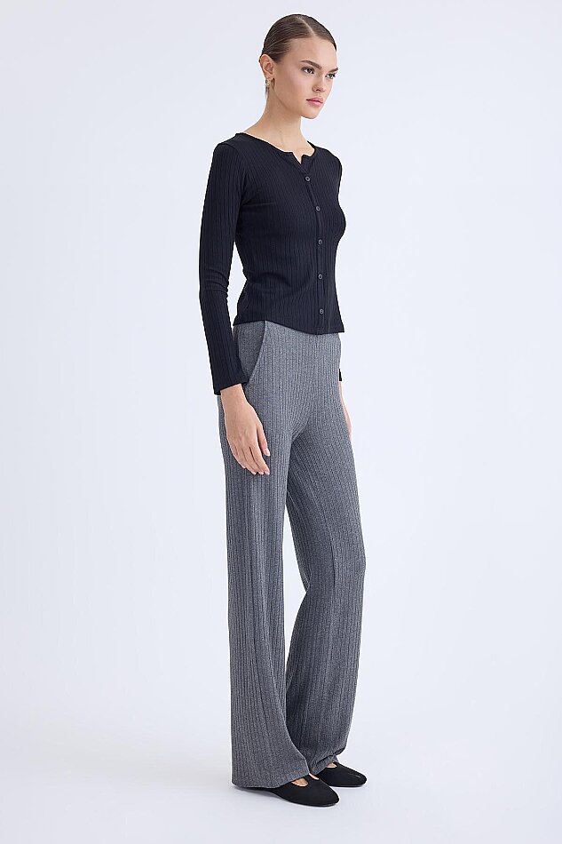 Geniş Paça Fitilli Eşofman Pantolon - 5