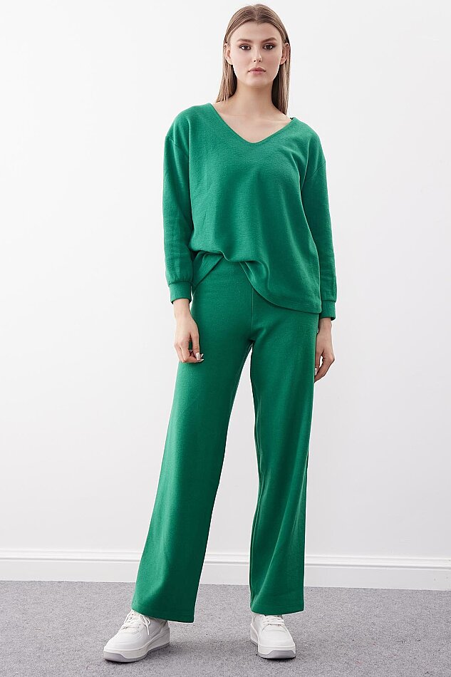 Geniş Paça Örme Pantolon - 4