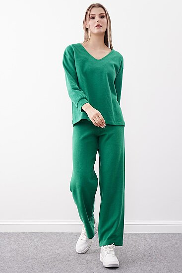 Geniş Paça Örme Pantolon - 6