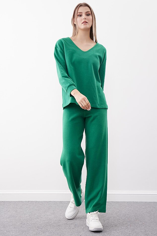 Geniş Paça Örme Pantolon - 6