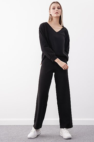 Geniş Paça Örme Pantolon - 19