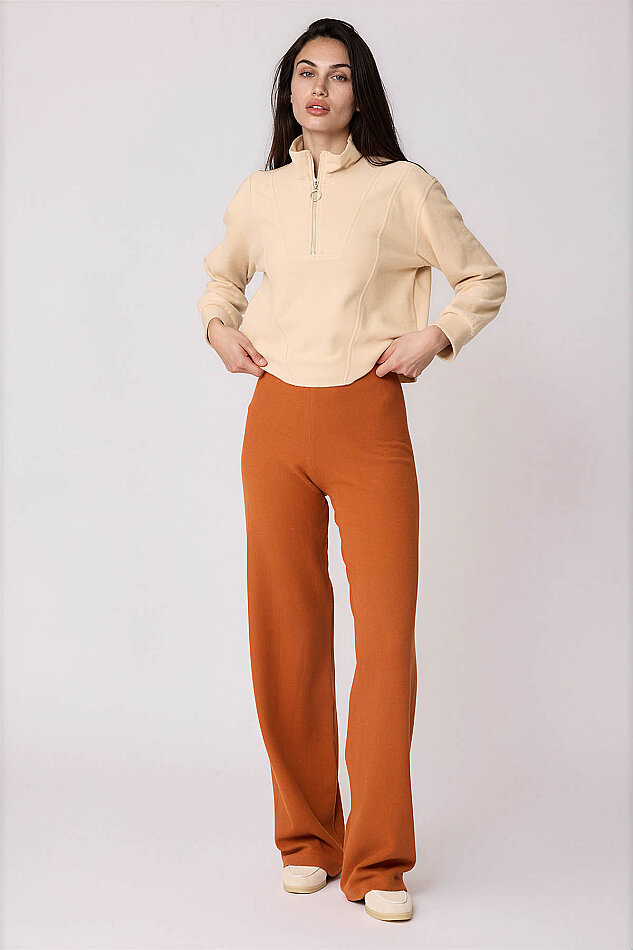 Geniş Paça Örme Pantolon - 2