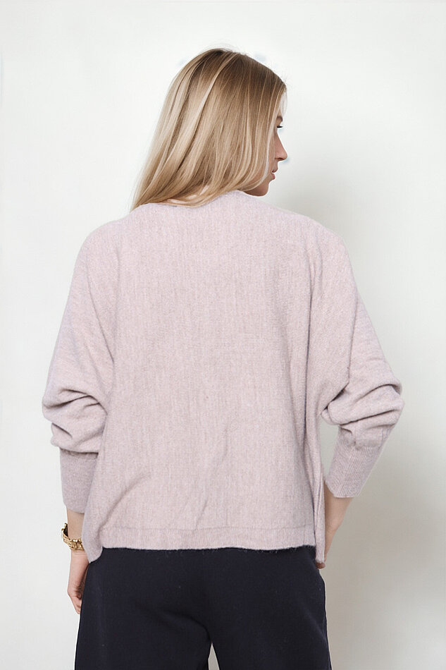 Geniş Yaka Yarasa Kol Oversize Triko Bluz - 36