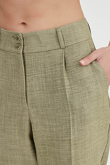İki Düğme Yüksek Bel Pantolon - 9