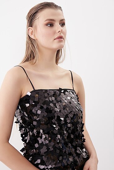 İp Askılı Pullu Bluz - 5