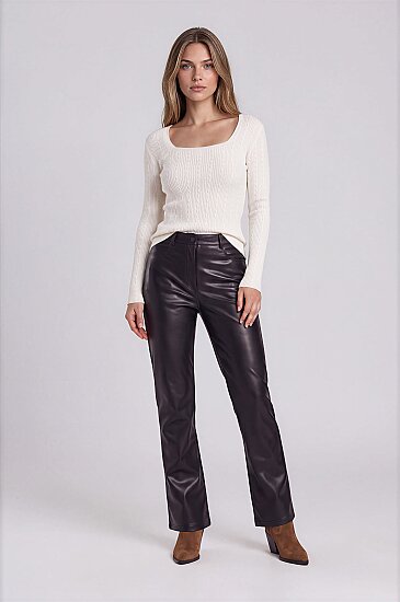 Kare Yaka Uzun Kol Triko Bluz - 8