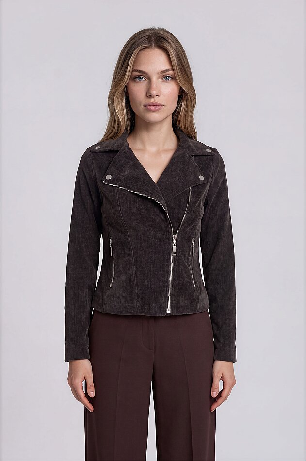 Kelebek Yaka Biker Ceket - 1